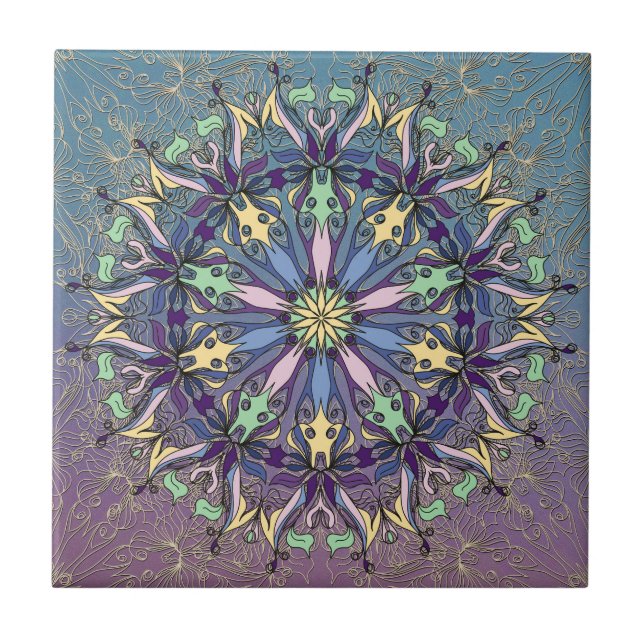 Vibrant Mandala Ceramic Tile (Front)