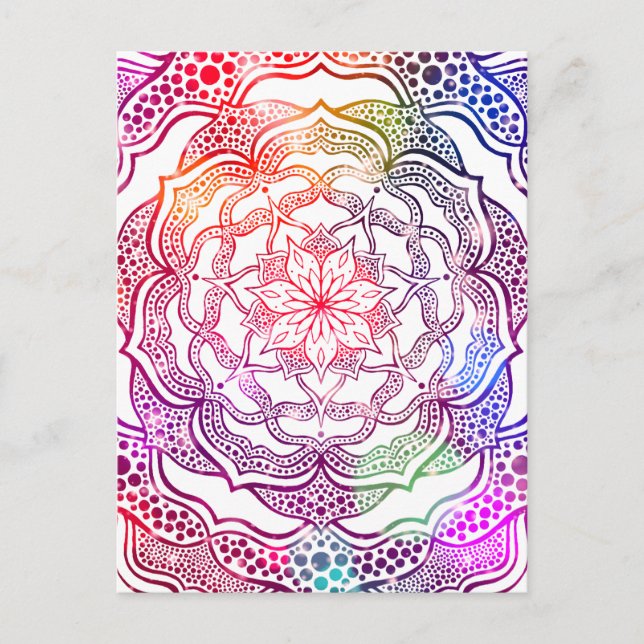 Vibrant Mandala Colourful Chic Pink Stylish Elegan Postcard (Front)