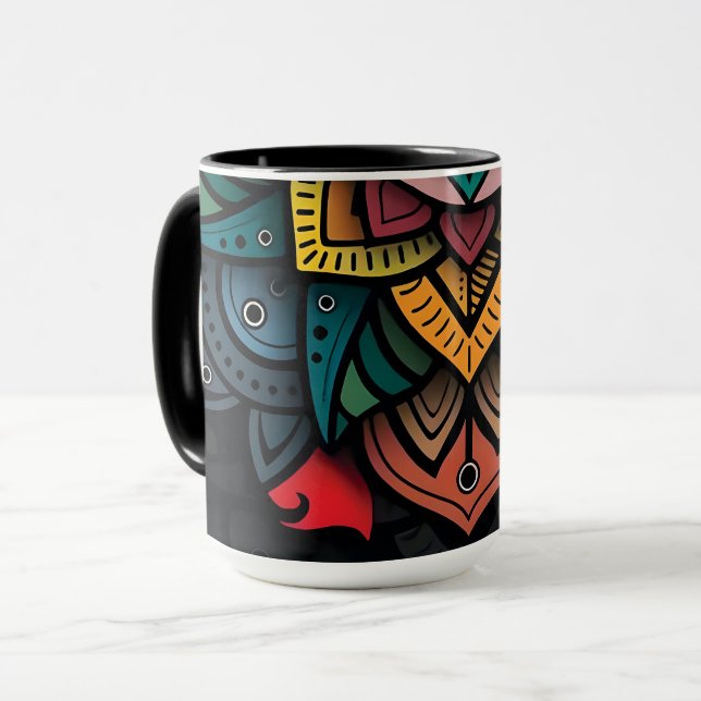 Vibrant Mandala Design Mug (Front Left)