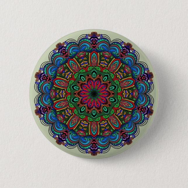 Vibrant Mandala Floral & Geometric Pattern 6 Cm Round Badge (Front)