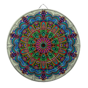 Vibrant Mandala Floral & Geometric Pattern Dartboard
