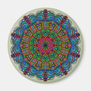 Vibrant Mandala Floral & Geometric Pattern Magnet