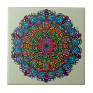 Vibrant Mandala Floral & Geometric Pattern Tile