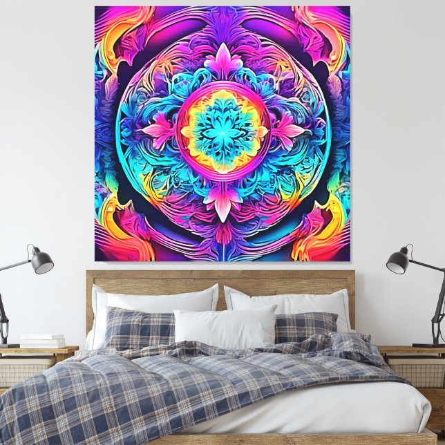 Vibrant Mandala Spirit Canvas Print (Insitu(Bedroom))