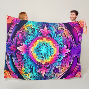 Vibrant Mandala Spirit Fleece Blanket