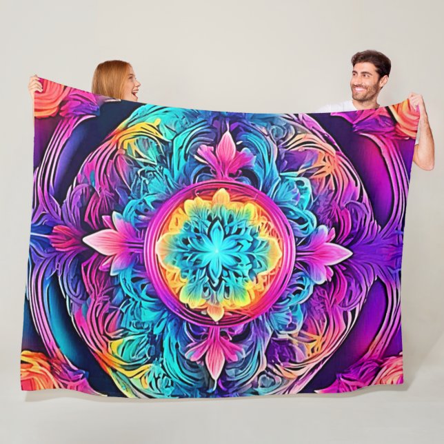 Vibrant Mandala Spirit Fleece Blanket (In Situ)