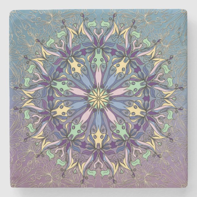 Vibrant Mandala Stone Coaster  (Front)
