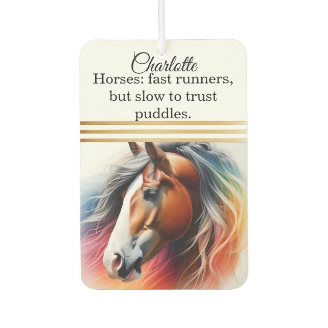 Vibrant-maned horse  car air freshener (Front)