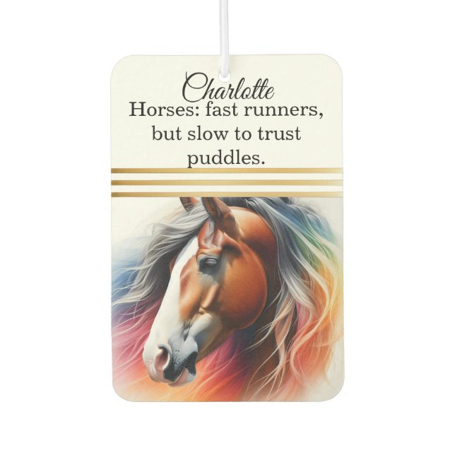 Vibrant maned horse car air freshener (Front)