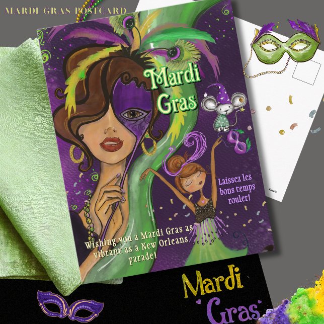 Vibrant Mardi Gras Masquerade Postcard (Vibrant Mardi Gras Masquerade Postcard)