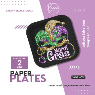 Vibrant Mardi Gras Party Paper Plates
