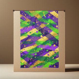 Vibrant Mardi Gras Purple Green Gold Cool Stripes  Tea Towel