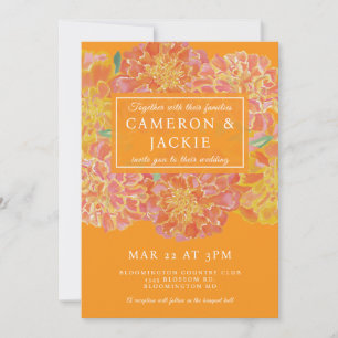 Vibrant Marigold Orange Wedding Invitation