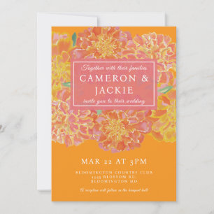 Vibrant Marigold Pink Wedding Invitation