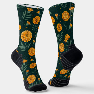 Vibrant Marigolds Pattern Socks