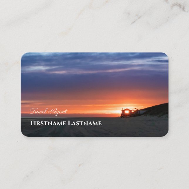 Vibrant maritime beach sunset travel agent ocean business card (Front)