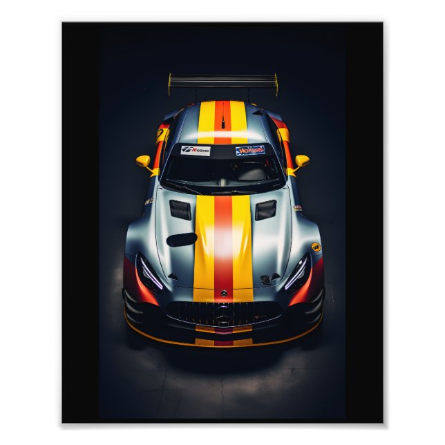 Vibrant Matte Race Car Photo Print - Stunning Wall (Front)
