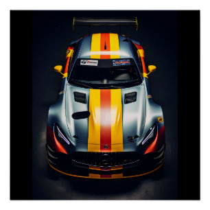 Vibrant Matte Race Car Poster - Rev Up Your Walls