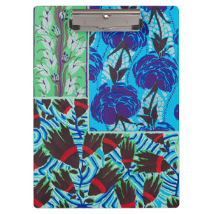 Vibrant Maximalist Blue & Green Floral Art Clipboard