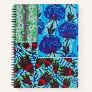 Vibrant Maximalist Blue & Green Floral Art Notebook
