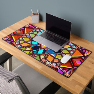 Vibrant Maximalist Mirror Pattern Desk Mat