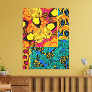 Vibrant Maximalist Pink & Teal Butterfly Art Canvas Print