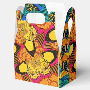 Vibrant Maximalist Pink & Teal Butterfly Art Favour Box