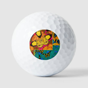 Vibrant Maximalist Pink & Teal Butterfly Art Golf Balls