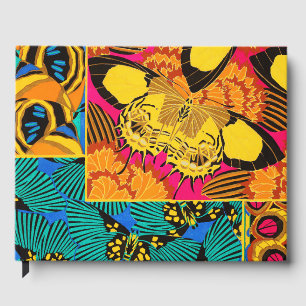 Vibrant Maximalist Pink & Teal Butterfly Art Guest Book