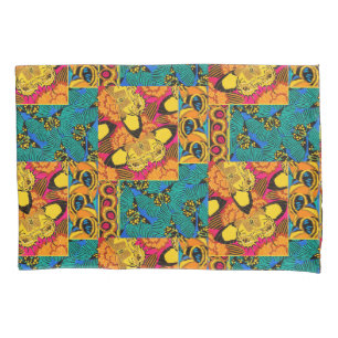 Vibrant Maximalist Pink & Teal Butterfly Art Pillowcase