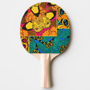 Vibrant Maximalist Pink & Teal Butterfly Art Ping Pong Paddle