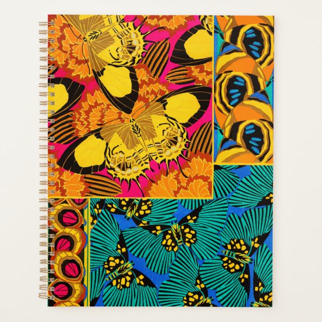 Vibrant Maximalist Pink & Teal Butterfly Art Planner (Front)