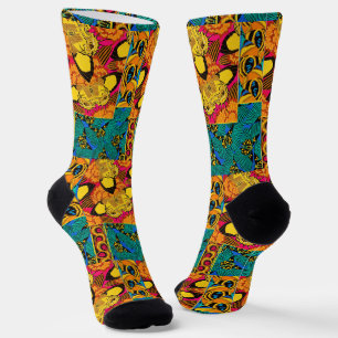 Vibrant Maximalist Pink & Teal Butterfly Art Socks