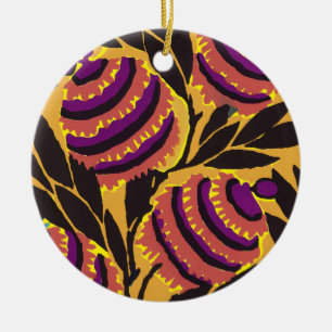 Vibrant Maximalist Purple & Teal Floral Print Ceramic Tree Decoration