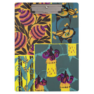 Vibrant Maximalist Purple & Teal Floral Print Clipboard