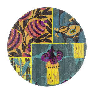 Vibrant Maximalist Purple & Teal Floral Print Cutting Board