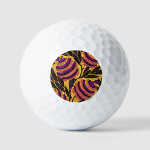 Vibrant Maximalist Purple & Teal Floral Print Golf Balls