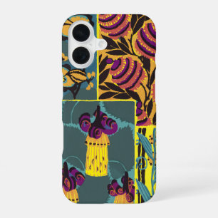 Vibrant Maximalist Purple & Teal Floral Print iPhone 16 Case