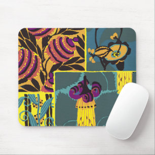 Vibrant Maximalist Purple & Teal Floral Print Mouse Mat