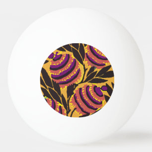 Vibrant Maximalist Purple & Teal Floral Print Ping Pong Ball