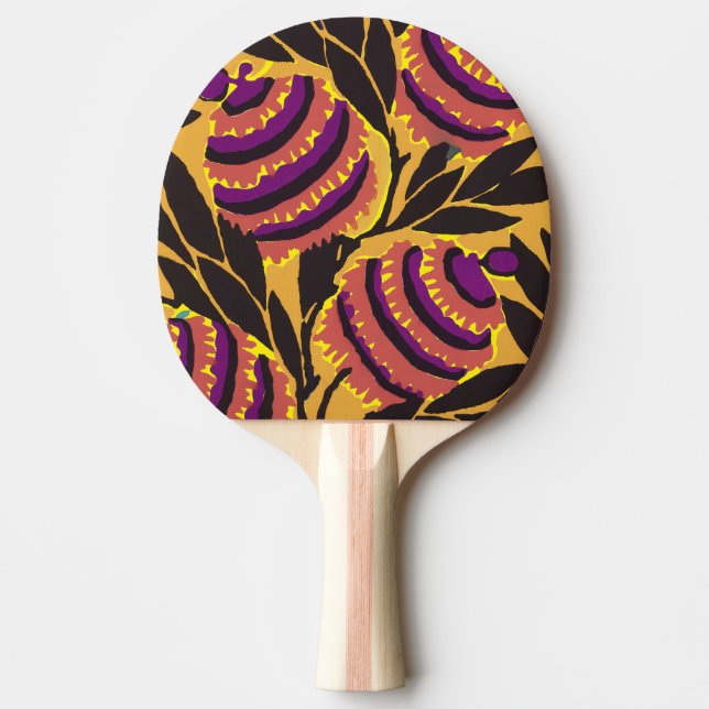 Vibrant Maximalist Purple & Teal Floral Print Ping Pong Paddle (Front)