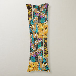 Vibrant Maximalist Teal & Purple Butterfly Art Body Cushion