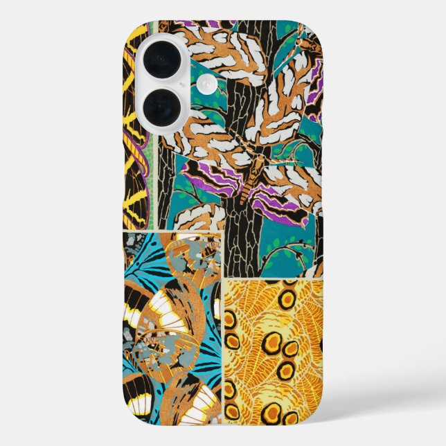 Vibrant Maximalist Teal & Purple Butterfly Art Case-Mate iPhone Case (Back)