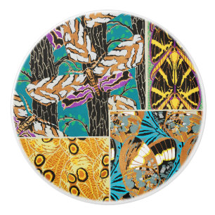 Vibrant Maximalist Teal & Purple Butterfly Art Ceramic Knob