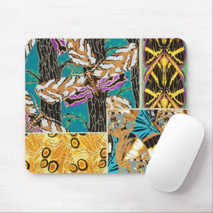 Vibrant Maximalist Teal & Purple Butterfly Art Mouse Mat