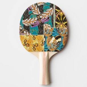 Vibrant Maximalist Teal & Purple Butterfly Art Ping Pong Paddle