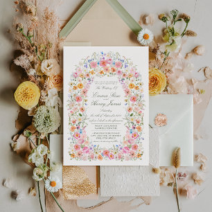 Vibrant Meadow Wildflower Floral Garden Wedding Invitation