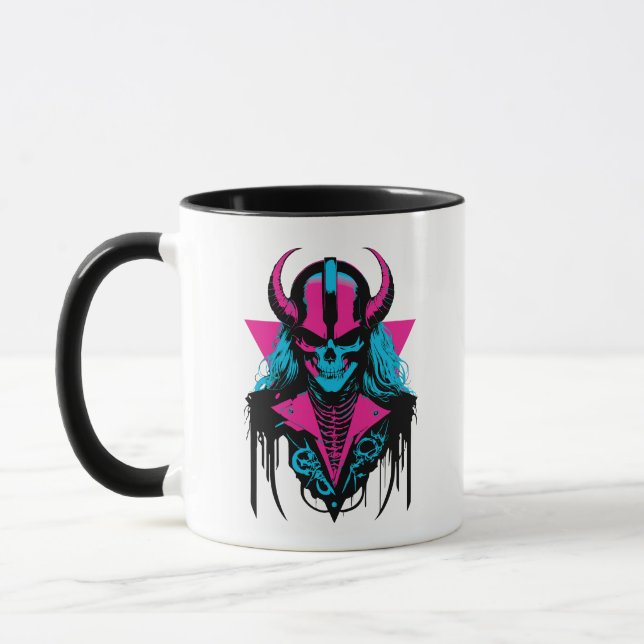 Vibrant Mediaeval Zombie Skull Mug (Left)
