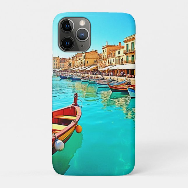 Vibrant Mediterranean Port Life Design Case-Mate iPhone Case (Back)