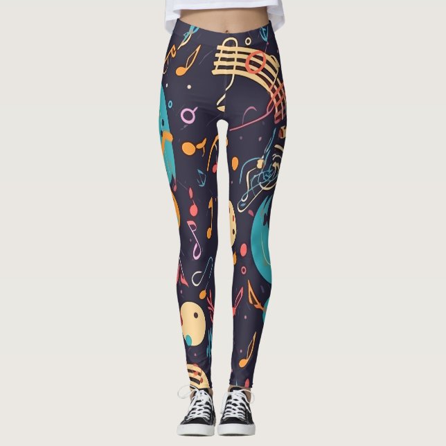 Vibrant Melody-Inspired Artwork Leggings (Front)